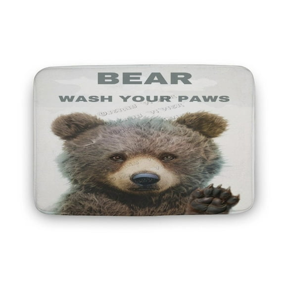 Bear Print Bath Mats for Bathroom, Soft Absorbent Bear Bath Rug Non-Slip Floor Rug Carpets for Kitchen Bathroom Laundry Bedroom Living Room Decoration 20"x32"