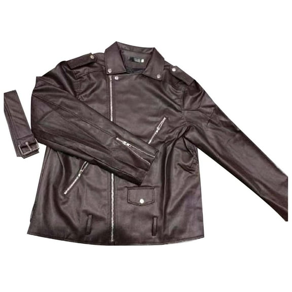 Men's Leather Jacket Slim Fit Motorcycle Coat with Zip Lapel for Autumn Winter Fashion Outerwear