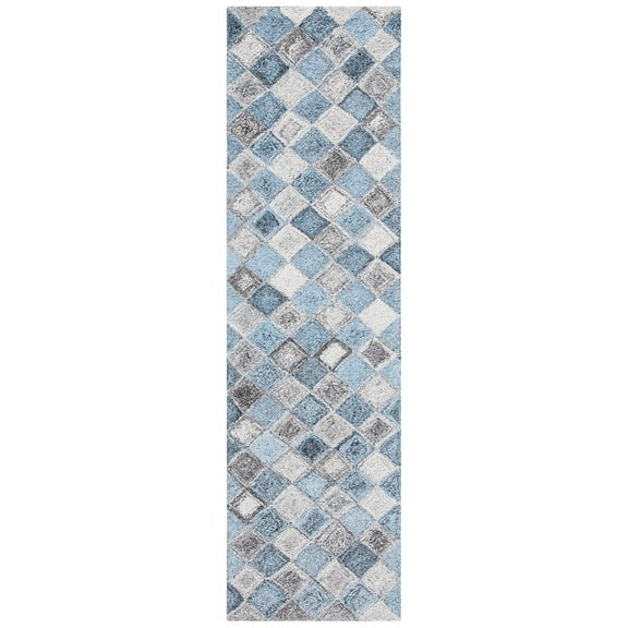 SAFAVIEH Abstract Creighton Geometric Runner Rug, Gray/Blue, 2'3" x 6'