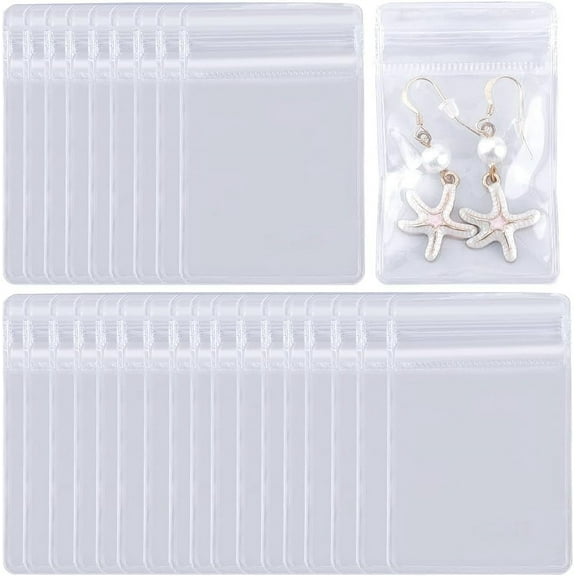 1set 100Pcs Clear Jewelry Bags 4x6cm PVC Clear Jewelry Anti Oxidation Zipper Bag Antitarnish Plastic Bags Transparent Storage Pouches for Packaging Holding Jewelry Rings Earrings Small Business