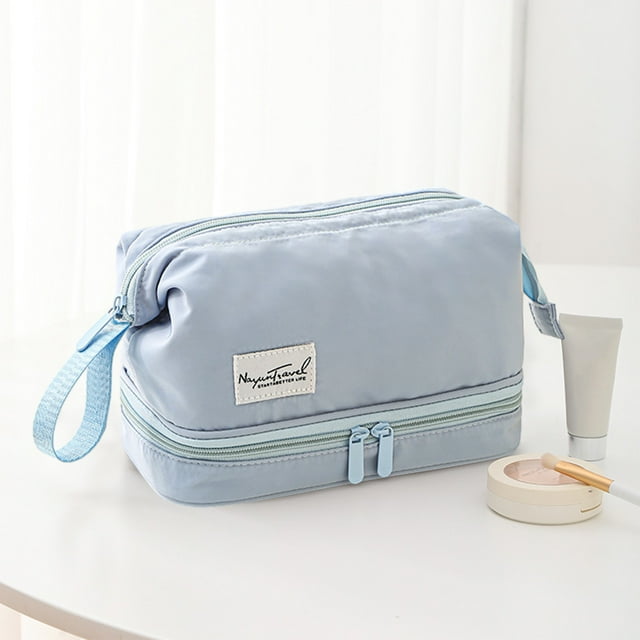 Aursykel Waterproof Nylon Hanging Travel Cosmetic Bag Set Translucent with Zipper Portable Toiletry Organizer for Makeup and Toiletries Large Capacity for Daily Use by Women and Men