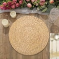 thumbnail image 5 of Efavormart 6 Pack | 13" Natural Woven Rattan Design Disposable Serving Trays, Round Paper Charger Plates, 5 of 8