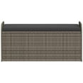 thumbnail image 2 of vidaXL Storage Bench with Cushion Grey 115x51x52 cm Poly Rattan, 2 of 5