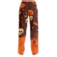thumbnail image 6 of IYYVV Halloween Pajama Pants Women Cute Funny Pumpkin Print Pajamas Casual Elastic Waist Palazzo Pants Fall Pajamas Saffron M, 6 of 9