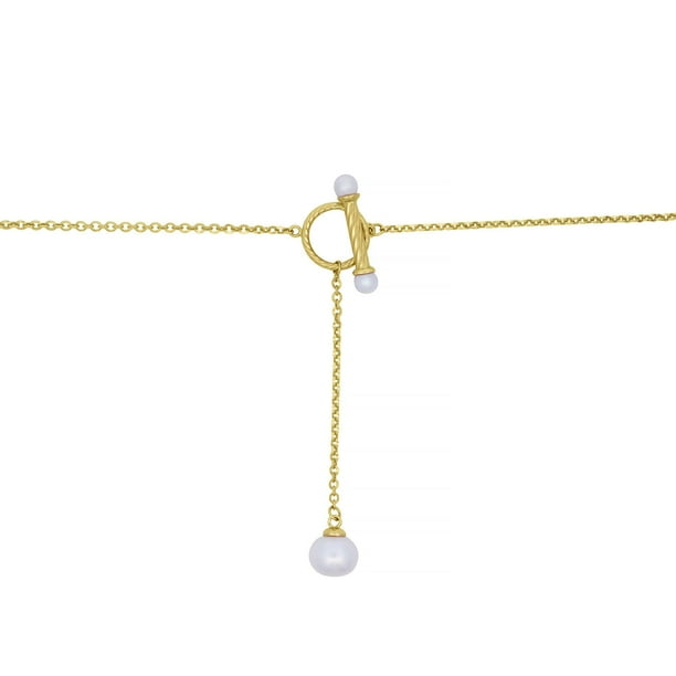 Freshwater Cultured 9.5mm Pearl Drop Lariat Toggle Necklace in 14K