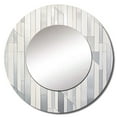 thumbnail image 2 of Designart "Platinum Parallels In Shades Of Grey And White" Abstract Shapes Rund Mirror For Wall Decor - Large Grey Round Printed Mirror -Modern Round Living Room Mirror - 36" x 36", 2 of 6