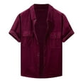 thumbnail image 1 of Camisa de manga corta de pana jacquard de diseño pesado para hombre, ideal para el verano: estampado navideño, tejido de lino, adecuada para el día a día y el trabajo., 1 of 4