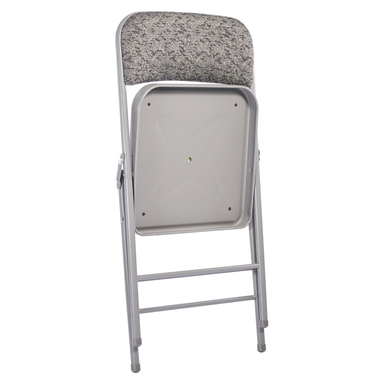 VTOY 2-Pack Gray Padded Folding Chairs, Portable Metal Chairs for