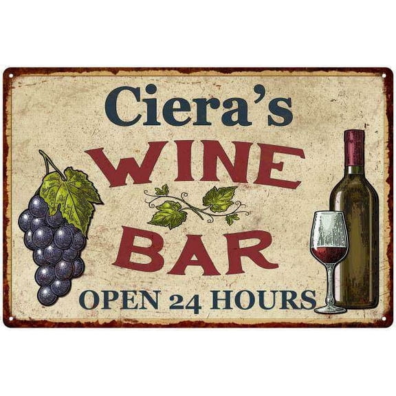 Ciera's Rustic Wine Bar Sign Wall Décor Kitchen Gift 12x18 Metal 112180056242