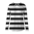 thumbnail image 4 of UTSJKR Long Sleeve Shirts for Women Plus Size Spring Round Neck Thumb Hole Tunics Tops Striped Oversized Blouse Dressy Casual Black XXL, 4 of 5