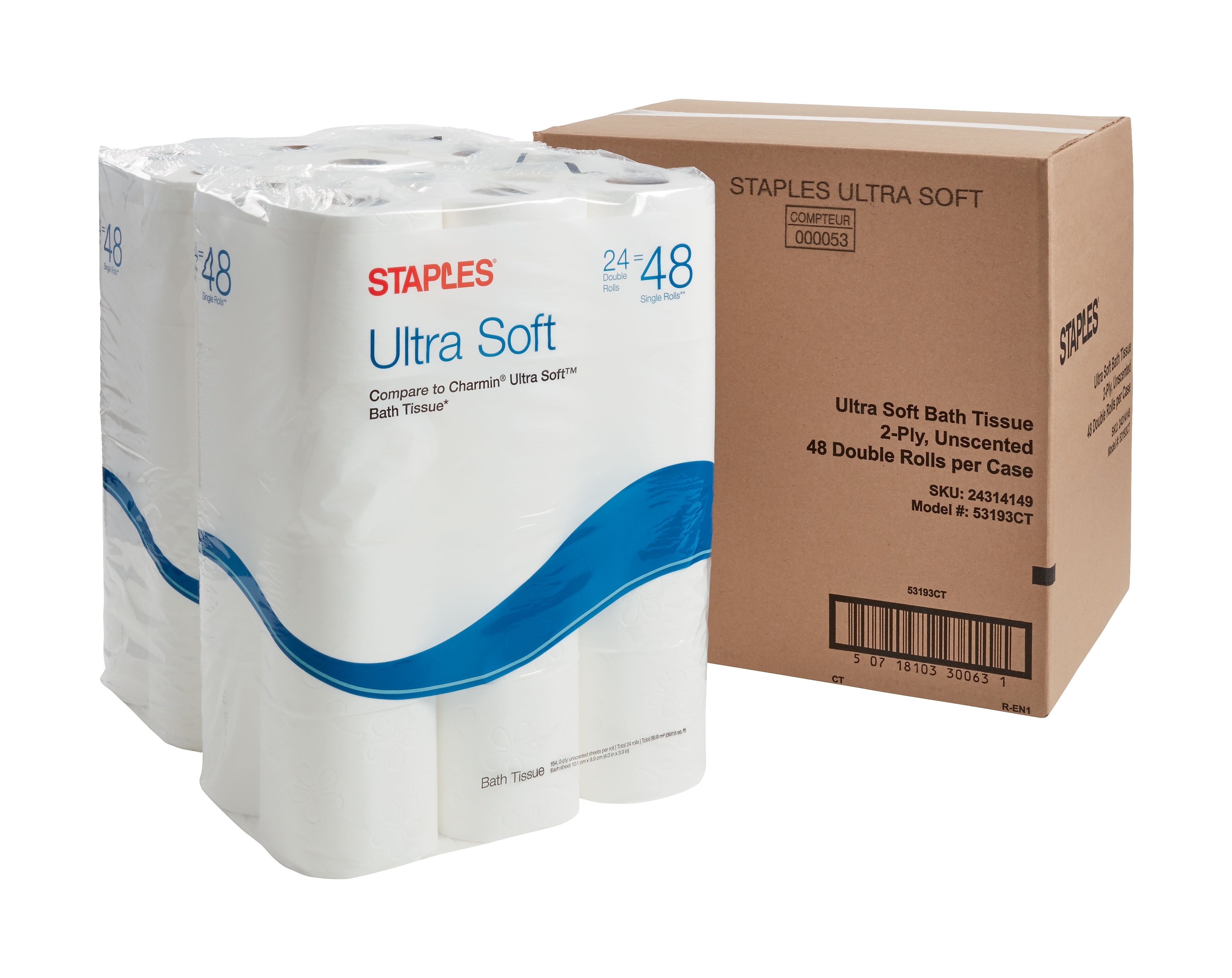 Staples Ultra Soft Bath Tissue, 2Ply, 154 53193CT