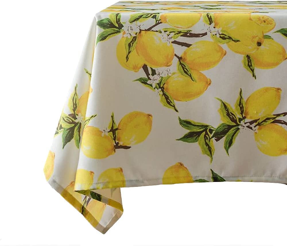 Nappe Citron Anti-Renversement Polyester Printemps & Été pour Usage Intérieur/extérieur, 52 x 52 Pouces Carré