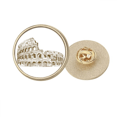 thumbnail image 1 of Italy Rome Landmark Sketch Landscape Round Metal Golden Pin Brooch Clip, 1 of 3