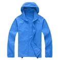 thumbnail image 4 of ZHOUCHANKIDS Rain Jacket Women Windbreaker Hooded Jackets Sun Protection Lightweight Jacket Packable Waterproof Rain Coat Hiking Blue XL, 4 of 4