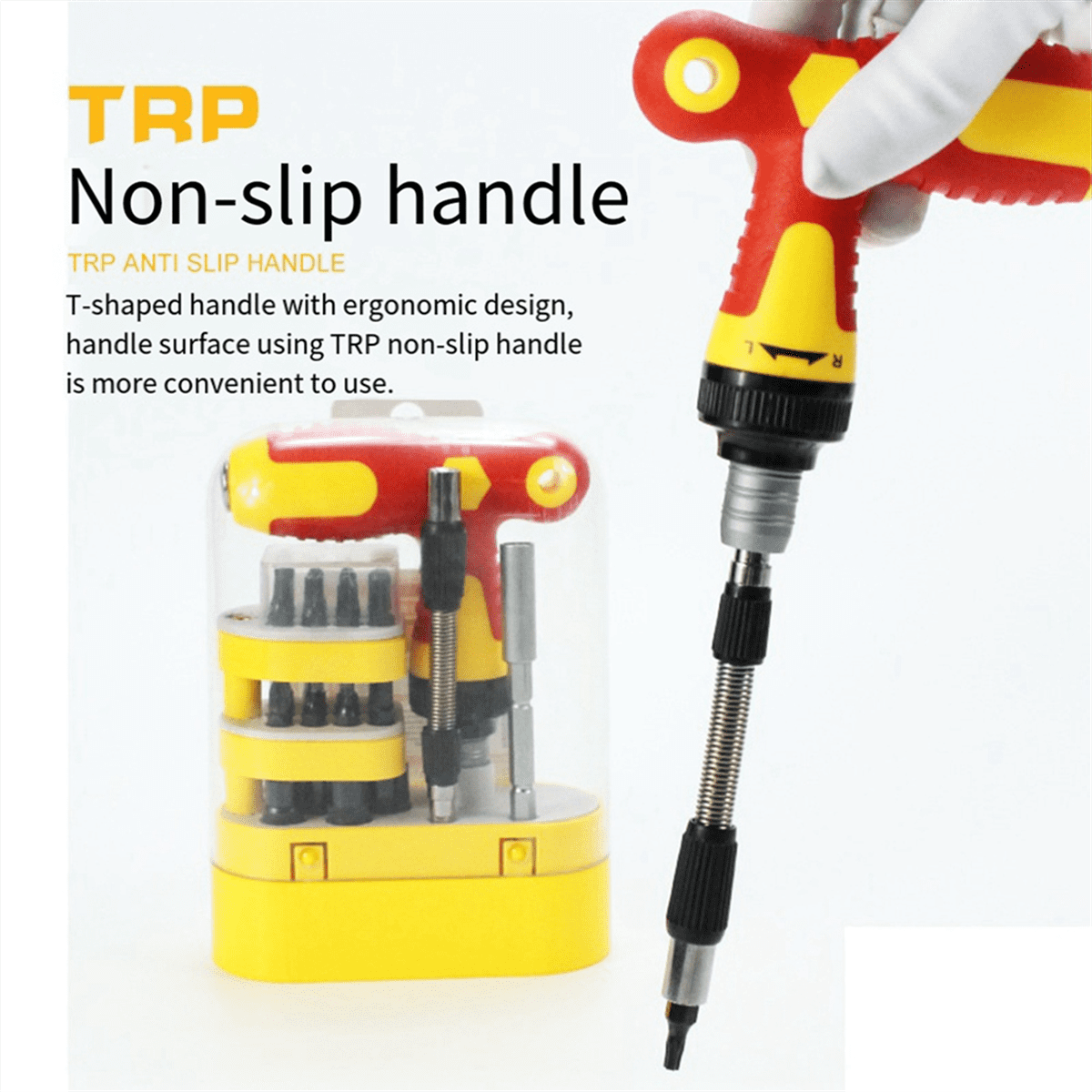 T-Shaped Bidirectional Ratchet Screwdriver Set Telescopic Multi-Angle Maintenance Combination Tool