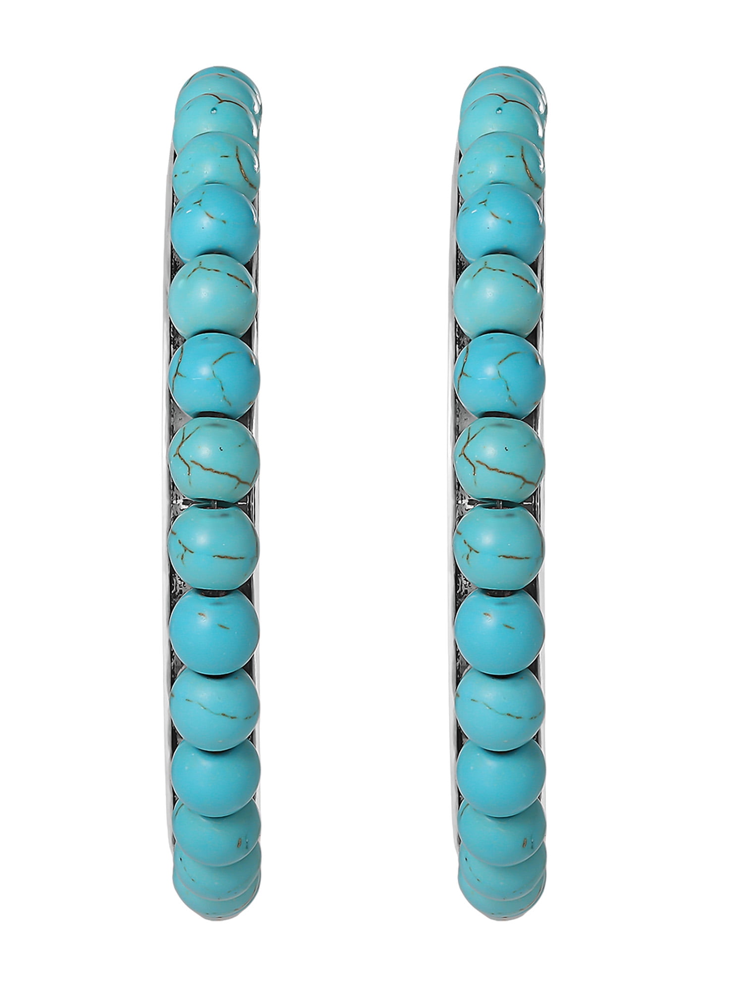 Jessica Simpson Faux Turquoise Half Hoop Earrings