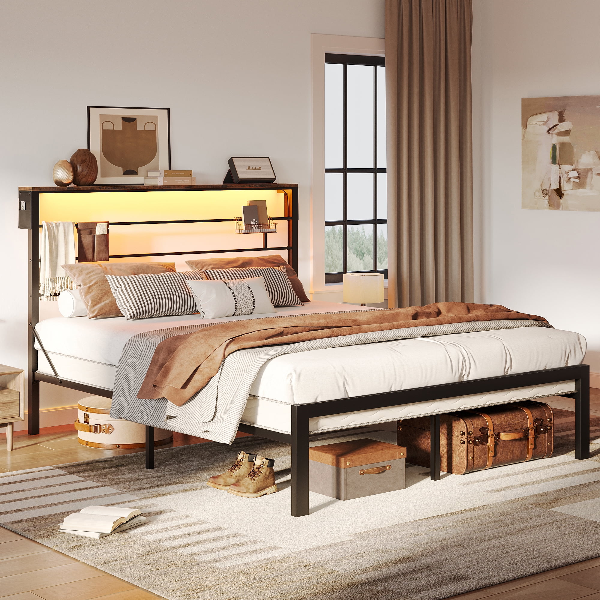 Black storage headboard sales