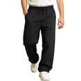 thumbnail image 2 of FSYBOA Boys Fleece Sweatpants Size 10-12T, Straight-leg Relaxed Fit Elastic Waist Open Bottom Kids Athletic Pants with Pockets Black, 2 of 7