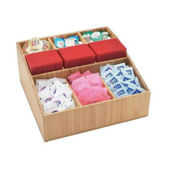 Cal-Mil Bamboo Collection 9 Compartment Condiment Holder - 12" L x 12" W x 6" H