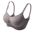 thumbnail image 1 of Women‘s Striped Bra Wireless Maternity Seamless Front Buckle Breastfeeding Bra With Pads, 1 of 4