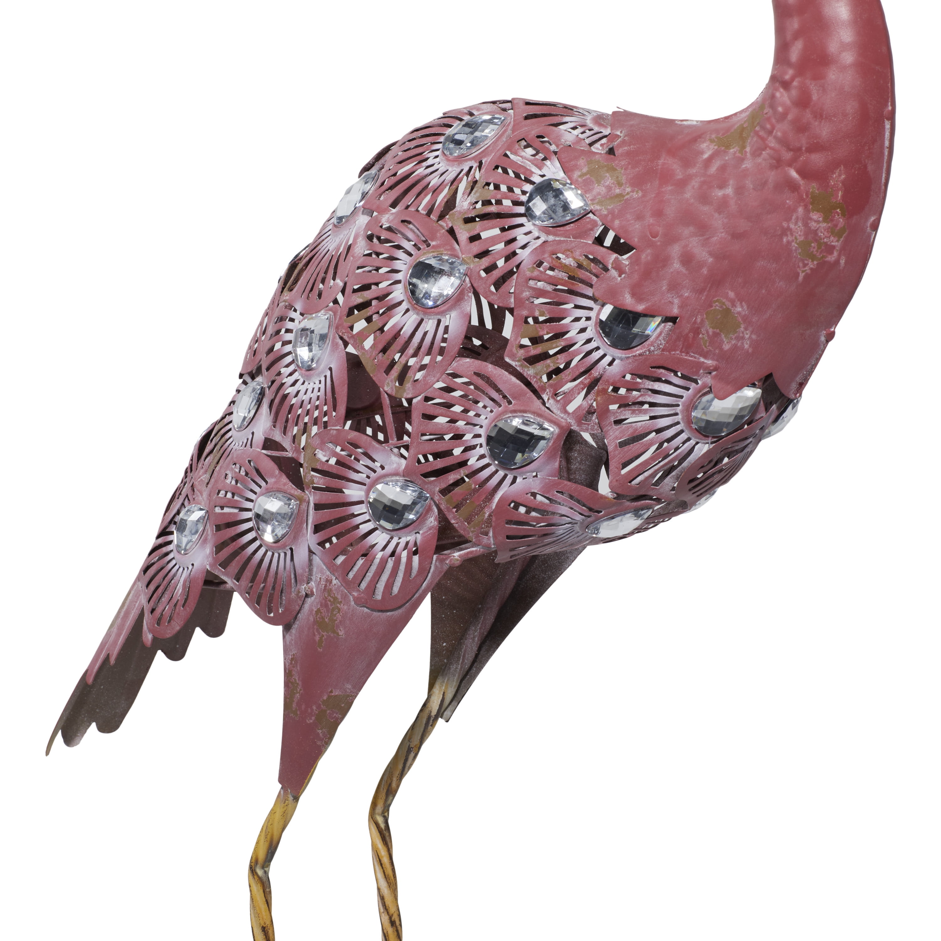 DecMode Coastal Outdoor Metal Standing Pink Flamingo Garden Sculpture, Set of 2 10"W x 38"H