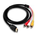 thumbnail image 1 of Cable HDMI a RCA, cable de conversión de alta definición de 1080p HDMI a 3 RCA para decodificador, adaptador de cable de audio y video rojo, amarillo y blanco para TV, HDTV y DVD - 1,5 m, 1 of 5