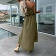 thumbnail image 5 of ZQUUVOU Women's One Shoulder Dress Sleeveless Tie Waist Loose Fit Summer Maxi Dress Olive Green,M, 5 of 8