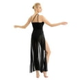 thumbnail image 5 of Doomiva Women's Lyrical Dance Dress Mesh Split Ballet Modern Dance Costumes Spaghetti Strap Dancewear Black S, 5 of 7