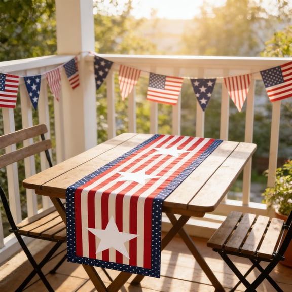 4th of July Decorations - Patriotic USA Stars Table Runner for Home | Memorial Day Decorations - 250th Anniversary Fourth of July Accessories Decor Party Supplies Indoor Outdoor