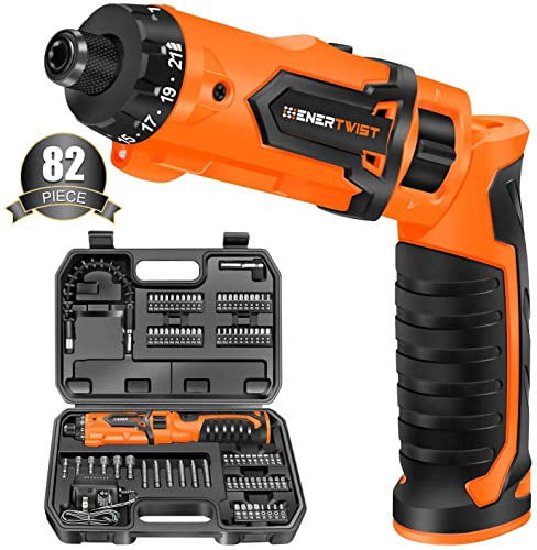 Enertwist 8v Electric Screwdriver Rechargeable Set Cordless Screwdriver 82 Accessory Kit Walmart Com