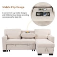 thumbnail image 4 of Euroco Sectional Sofa Set with Pull-Out Bed L-Shaped Lounge Sofa with Storage Rack Functional Sofa with Drop Down Table and USB Charger, Beige, 4 of 10