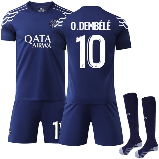 2024-2025 Paris Saint-Germain Away Shirt Kids Adult Football Shirt Set No.10 O.Dembélé