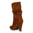 thumbnail image 3 of Atalina Pointy Toe Ruched Mid Calf Cone Heel Boot 20347, 3 of 6