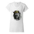 thumbnail image 2 of Wild Bobby, King Lion with Gold Crown Art, Animal Lover, Women Standard V-Neck Tee, White, X-Large, 2 of 4