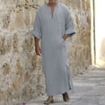 thumbnail image 2 of Men Kaftan Thobe Casual Long Sleeve Mens Summer Robe Button Down Collar Men Clothing Abaya, 2 of 5