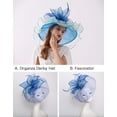 thumbnail image 2 of Women's Church Hat Organza Fascinator Wedding Tea Party Hat Wide Brim Sun Hat, 2 of 6