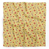 Bimba Yellow Bunny & Heart Printed Pure Silk Scarf Neck Wrap Summer Hair Bandanas For Women 40 x 80 Inches