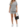 thumbnail image 5 of MOSHU 2 Piece Sets for Women Summer Lounge Short Sets Casual Oversized V Neck Shirts And Shorts Matching Fashion Outfits, 5 of 9