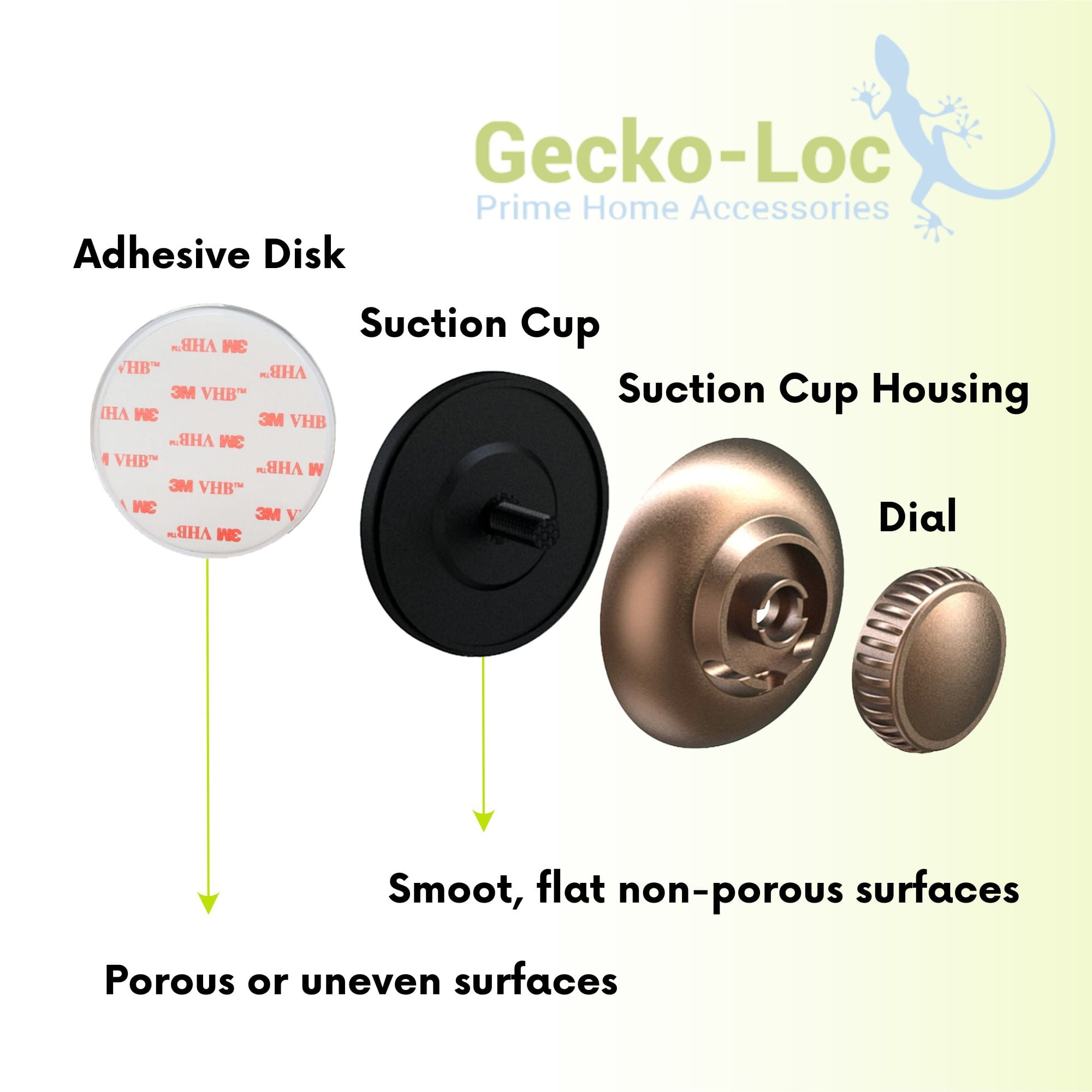 Gecko-Loc Long Over Showerhead Hanging Bathroom Shower Caddy - Bronze 