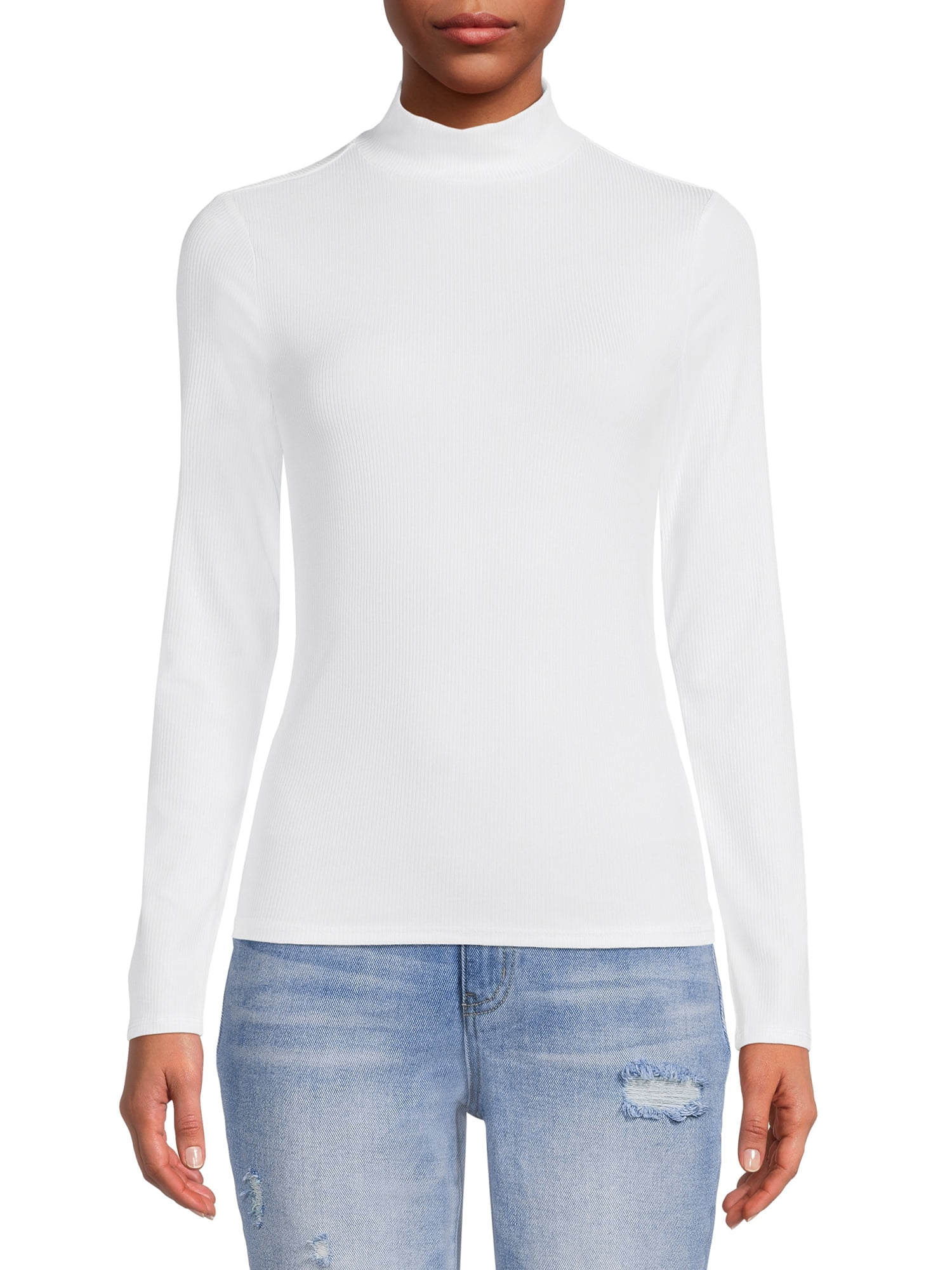 No Boundaries Women's Juniors Long Sleeve Mock Neck Top, 2-Pack