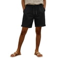 thumbnail image 5 of GUACER Women's Linen Shorts Fashion Bermuda Drawstring Pockets with Hollow Side Beach Shorts, 5 of 9