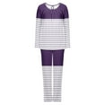 thumbnail image 6 of Riecok Loungewear Sets for Women 2 Piece Crewneck Long Sleeve Tops and Pants Striped Cozy Soft Sleepwear, 6 of 6