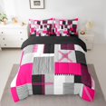 thumbnail image 2 of Erosebridal Geometric Stripe Bedding Sets Twin Size,Rectangle Lines Comforter Sets with Sheets,Patchwork Decor,Reversible,7pcs, 2 of 5