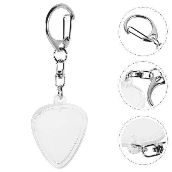 OFFIGAM Portable Transparent Guitar Pick Holder Keychain Case for