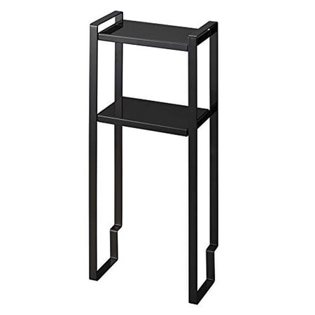 Yamazaki Telescopic Undersink Rack - 2-Tier Adjustable Storage Shelf, Black Steel, Width 19.7-33.5 Inches X Height 13.8 Inches, 6 Height Adjustments For Kitchen Cabinet Organization