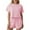 Pink, variant on Women's 2 Piece Pajama Sets Short Sleeve Waffle Knit Crop Shirts and Drawstring Shorts Sleepwear Crewneck Loungewear Sweatsuit