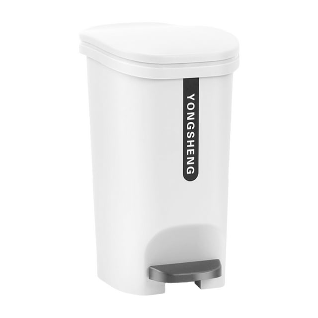 Bewildely Bote de basura con tapa Cubo de basura para prevención de olores sin esfuerzo con tapa sellada Botes de basura con tapa Suministros de limpieza para el hogar blanco