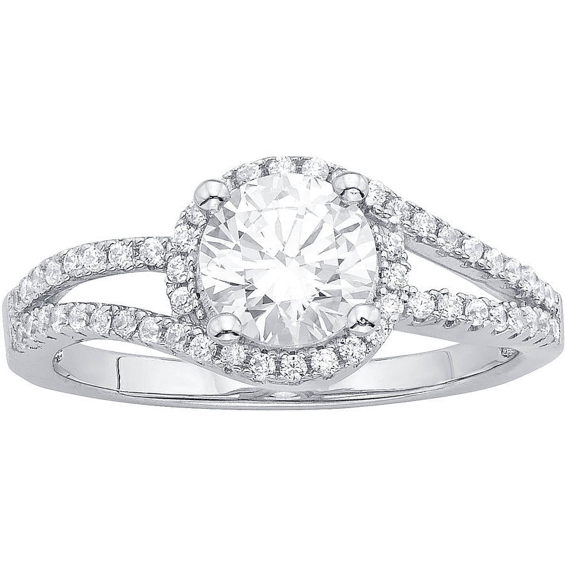 Arista 1/2 Carat T.G.W. Swarovski Crystal and Cubic Zirconia Halo Engagement Ring in Sterling Silver