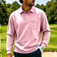 thumbnail image 2 of Trgacdwlo Mens Polo Shirt Lightweight Mens Long Sleeve Shirts Summer Fall Moisture Wicking Mens Golf Polo Shirt with Pocket Light pink XXXL, 2 of 10