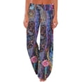 thumbnail image 1 of Pantalons Liquidation Femmes Dames Été Imprimés Cordon Pantalons Larges Leggings Violet m, 1 of 5